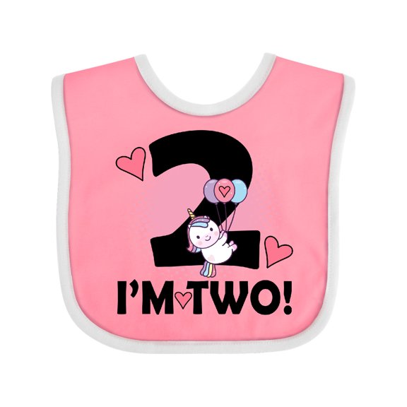 Inktastic 2nd Birthday 2 Year Old Girl Unicorn Girls Baby Bib