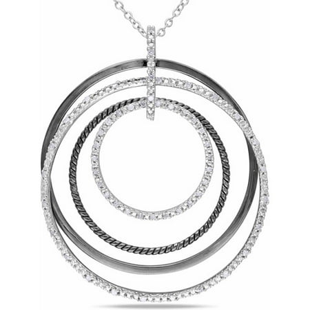 Miabella 1/4 Carat T.W. Diamond Two-Tone Sterling Silver Circle Pendant, 18