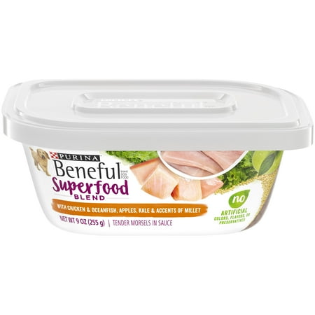 (8 Pack) Purina Beneful Wet Dog Food  Superfood Blend With Chicken & Oceanfish  9 oz. Tubs