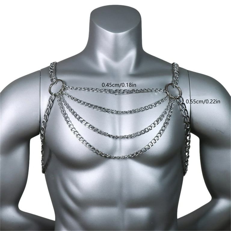 Sexy Men Fashion Clothing Accessories Metal Cosplay Hollow Out Body Chest Chain Harness Clubwear Body Jewelry Necklace Walmart