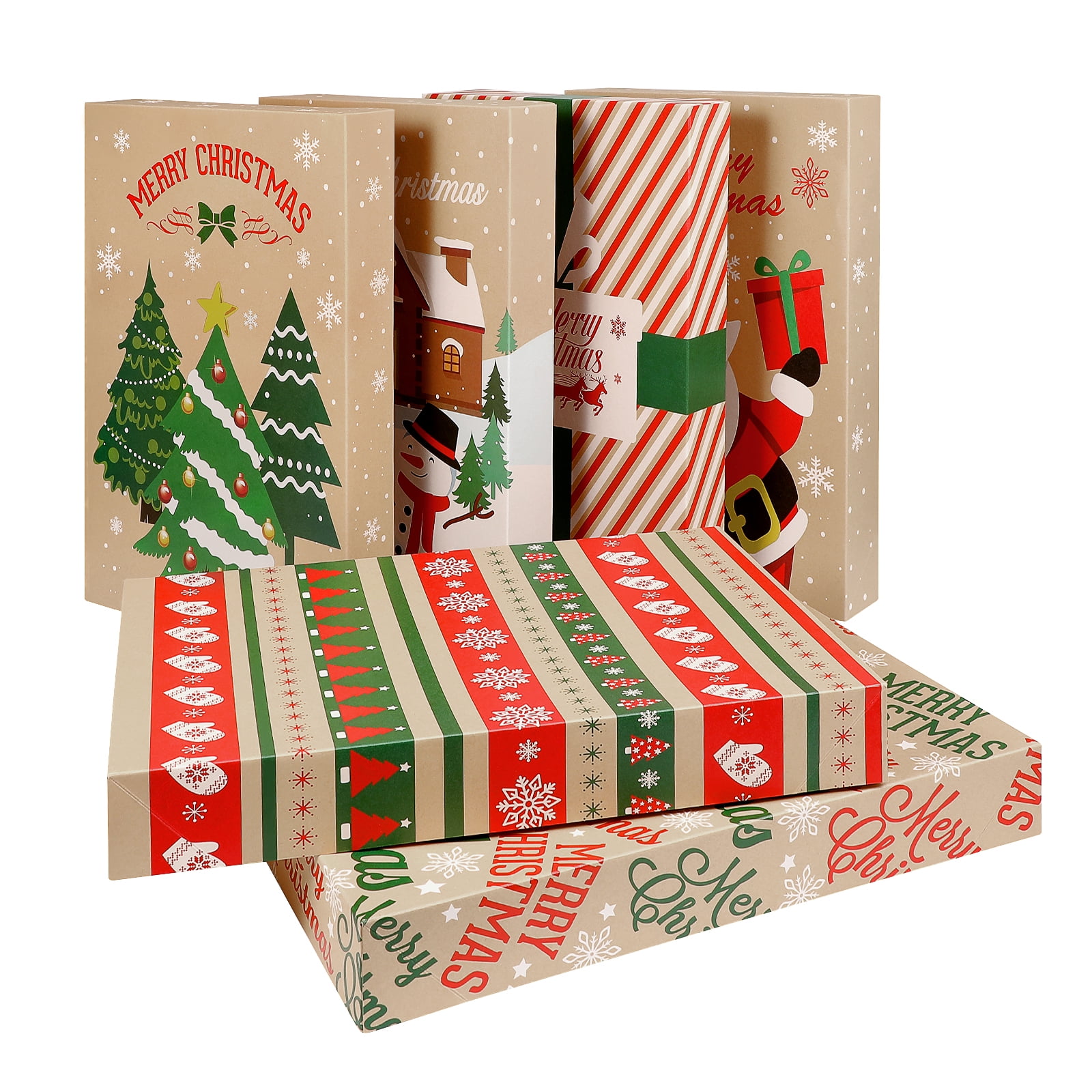PRETYZOOM 6pcs Christmas Shirt Gift Boxes Kraft Paper Packaging Boxes