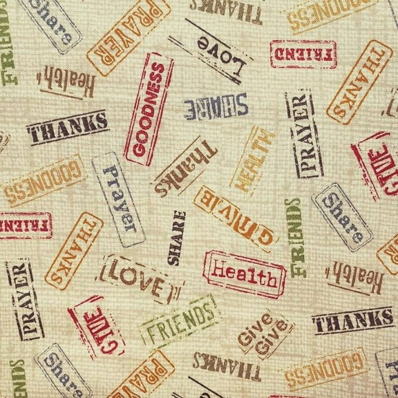 Marcus Fabrics Songbook Harvest Reminders Beige Quilt 100% Cotton Fabric sold by the yard