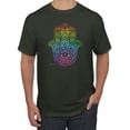 thumbnail image 1 of Wild Bobby, Colorful Rainbow Hamsa Symbol Spiritual Yoga, Pop Culture, Men Graphic Tees, Forest Green, 3XL, 1 of 3