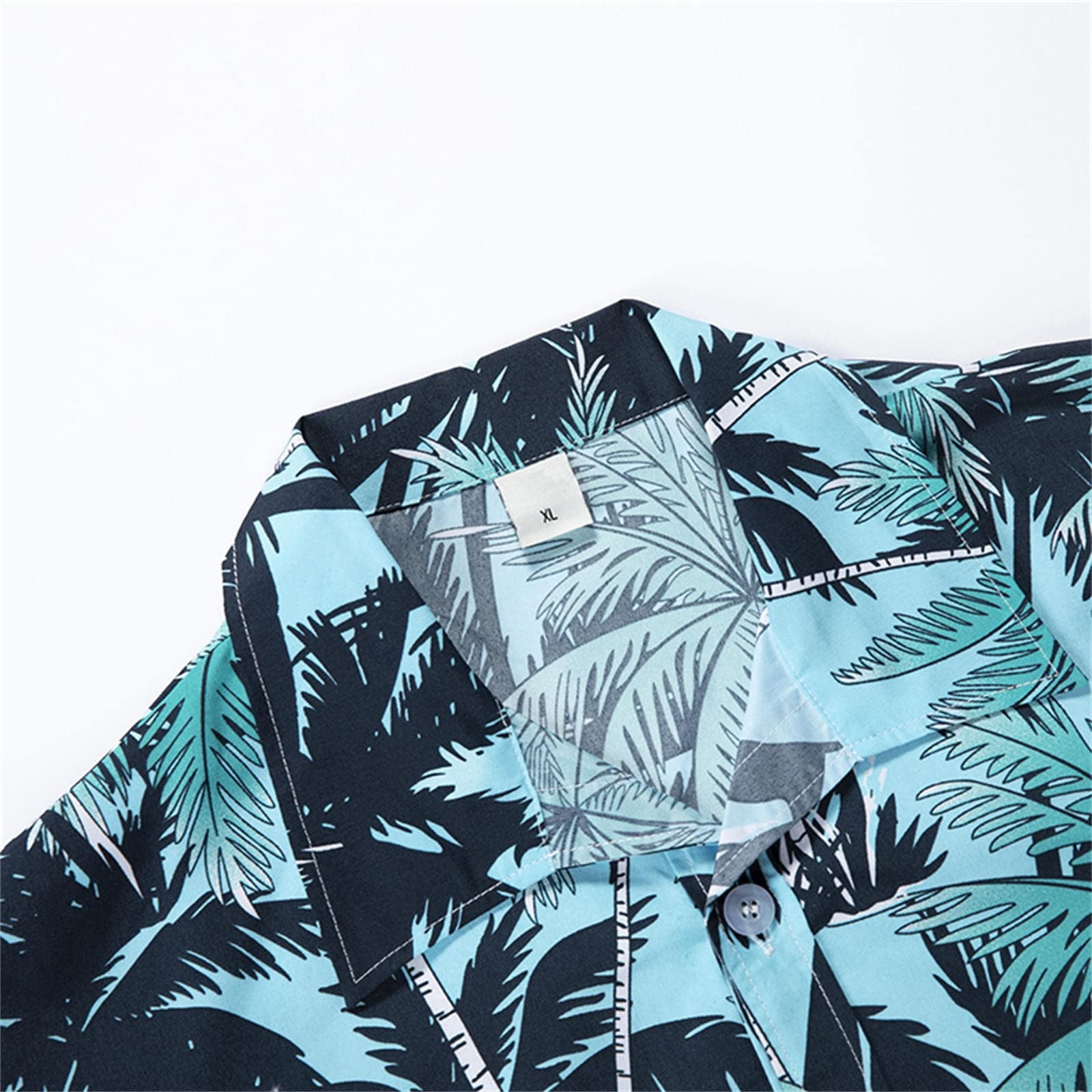 ZCFZJW Men's 4 Way Stretch Hawaiian Shirt Tropical Beach Shirts Casual  Short Sleeve Button Down Graphic T-Shirts Summer Big and Tall Tops Blue XXL