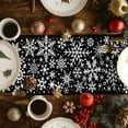thumbnail image 2 of Snowflake Black Cotton Linen Table Runner for Dining Kitchen, Christmas Winter Snowfall Xmas Holiday Wedding Outdoor Party Tablerunners Decoration, Dresser Scarf Coffee Tablecloth Runners 13"x90", 2 of 9
