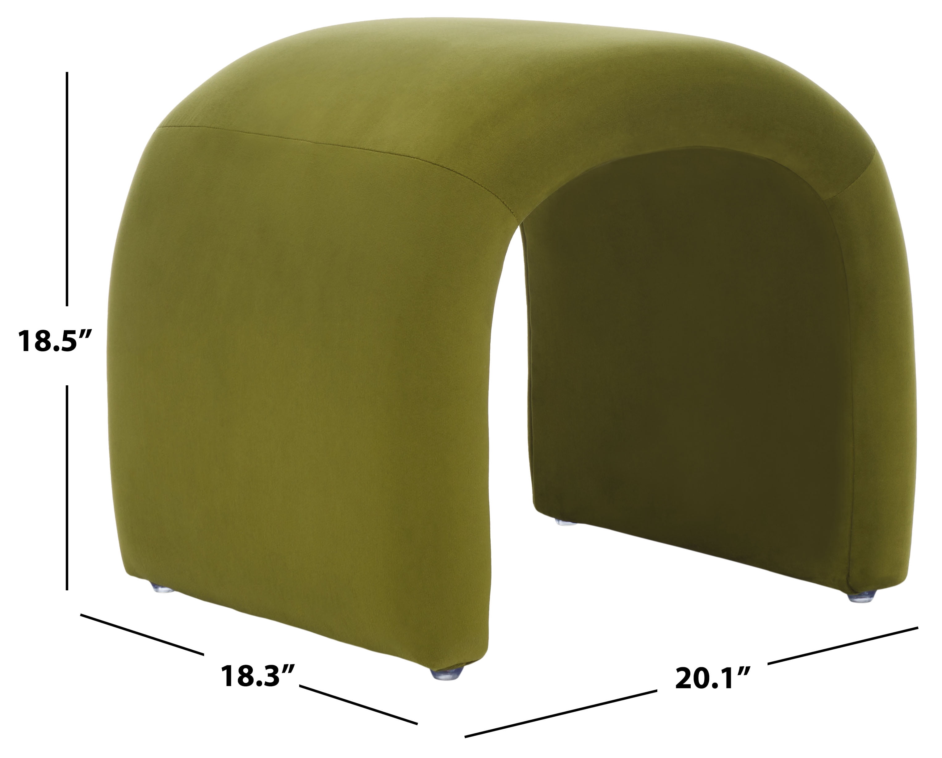 SAFAVIEH Kibo Modern Velvet Ottoman, Olive