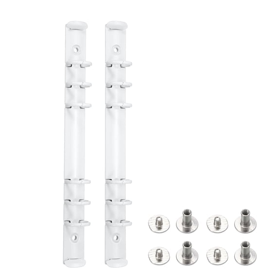 Uxcell A5 6-Hole Ring Binder Mechanisms, 2 Set Binder Spines Replacement for Office Planners Documents Recipes Organization Storage, White