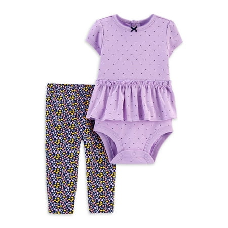 Child of Mine by Carter's Baby Girl Peplum Bodysuit & Pant Outfit, 2pc Set
