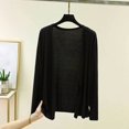 thumbnail image 2 of Feancey Lightweight Cardigans for Women Long Sleeve Open Front Cropped Cardigan Thin Casual Shrugs Solid Color Beach Cover Up Tops Black Free Size, 2 of 6