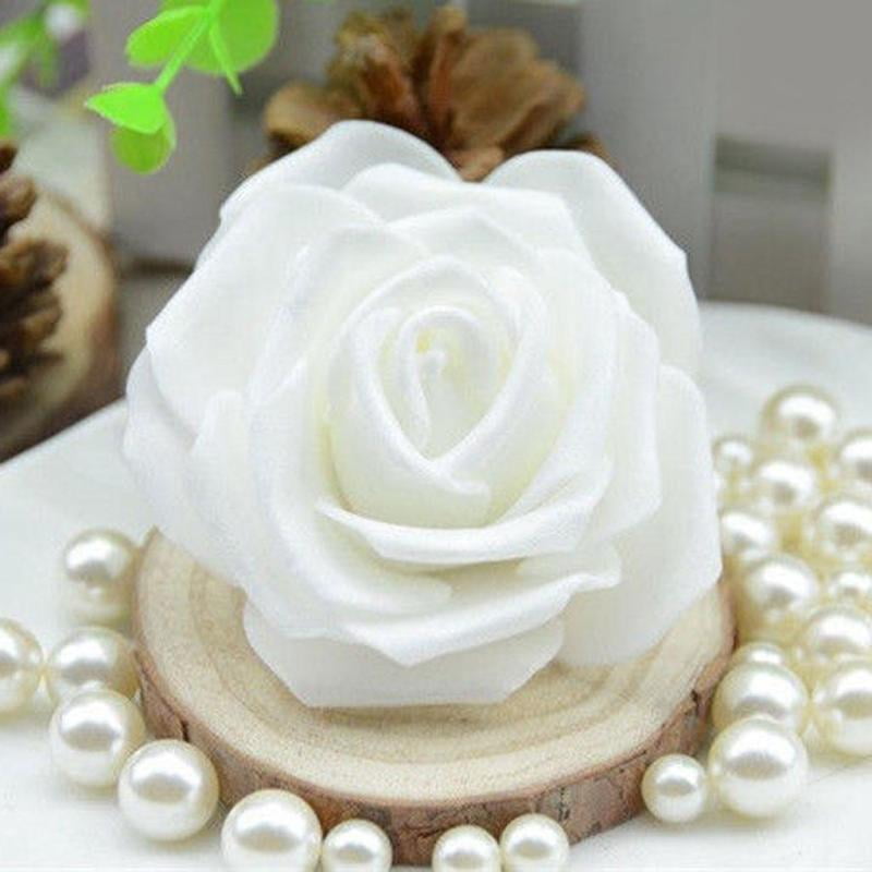 50X Foam Roses Artificial Flowers Heads Party Wedding Bride Bouquet Home Decor 