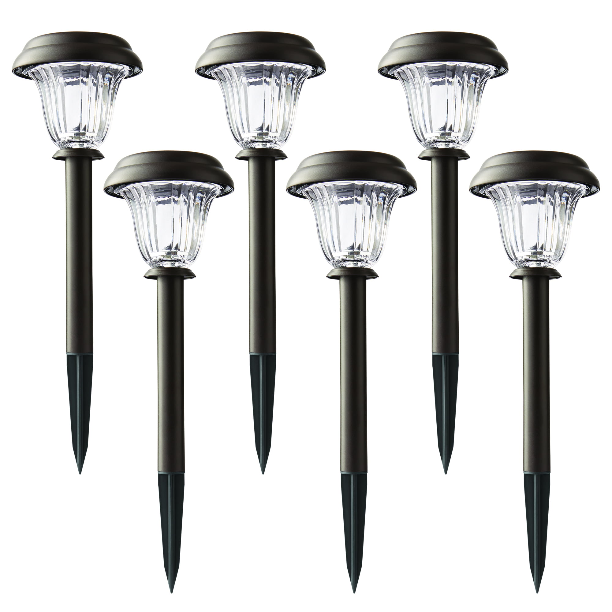 Solar Charcoal Brown Integrated LED Landscape Path Light Set 10-Pack Stainless