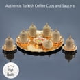 thumbnail image 3 of Fancy Turkish Coffee Cups Set of 6 with Tray and Candy Bowl | Crystal Coated Porcelain Espresso Cups with Saucers | 27-Piece Decorative Arabic Greek Coffee Cup Set, Gold, 1.7 oz, 3 of 5