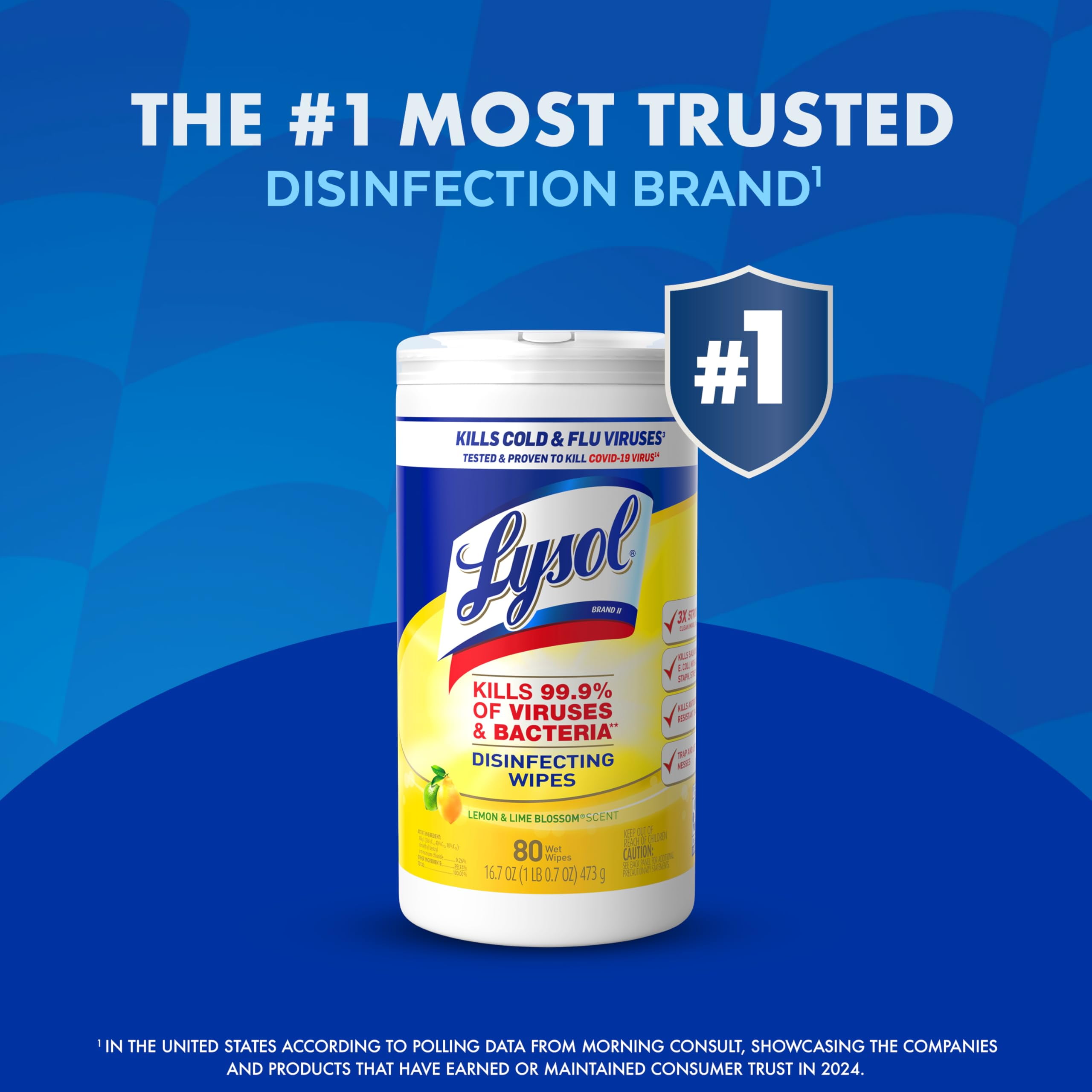 Lysol Disinfectant Wipes Multi-Surface Antibacterial Cleaning Wipes For Disinfecting And Cleaning Lemon And Lime Blossom 80 Count (Pack Of 2) Packaging May Vary