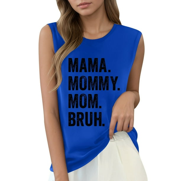 Camiseta sin mangas con estampado de letras para mujer: camiseta informal de verano con diseño moderno, versátil con vaqueros, fácil de cuidar