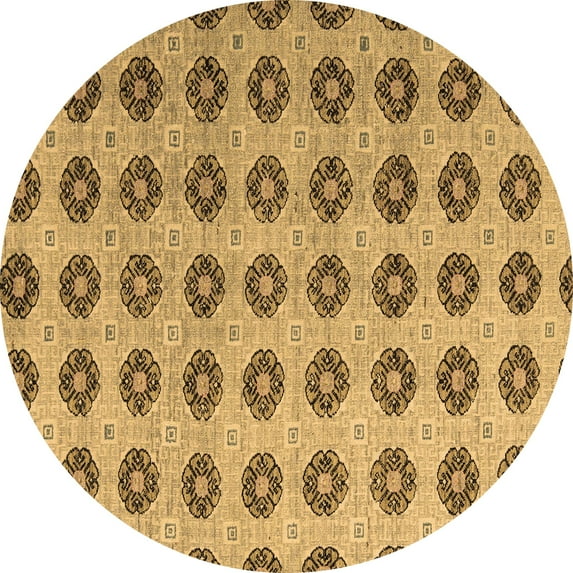 Ahgly Company Indoor Round Abstract Brown Modern Area Rugs, 6' Round