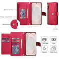 thumbnail image 2 of For Samsung Galaxy S25 Edge 5G 6.7-inch RFID Blocking Protective Purse Wallet Case For Women Men Multi-Card Slots Zipper Pocket Detachable Shoulder Strap And Wrist Strap,Shockproof Phone Case,Red, 2 of 8