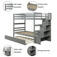 thumbnail image 3 of Bellemave Twin over Twin Stairway Bunk Bed with Trundle Wooden Bunk Bed Frame with Guardrails and Staircase, Twin Size Bunk Bed with Storage Stairs for Teens, Gray, 3 of 12