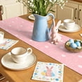 thumbnail image 5 of Watercolor Easter Table Runner 90 Inches Long for Kitchen Dining, Cute Rabbits Eggs Cartoon Pink Dresser Scarf Farmhouse, Dining Table Decorations for Wedding/Parties, 13 x 90 In, 5 of 8