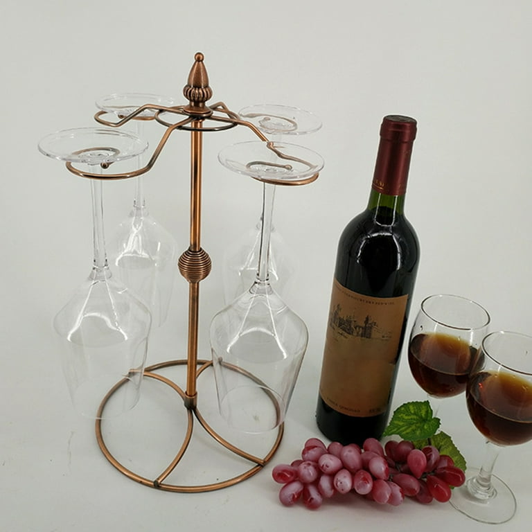 Brown Wood and Black Metal Wine Glass Holder, Drying Rack for Drinking –  MyGift