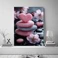 thumbnail image 2 of Mudket Stacked Pink Heart Stone Canvas Wall Art, Framed Ready to Hang, Cherry Blossom Print, Romantic Zen Wall Decor for Home Office - 12"L x 8"W, 2 of 10