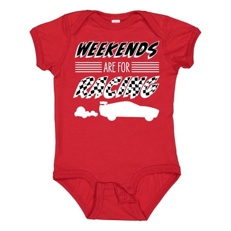 

Inktastic Weekends Are for Racing Race Car Silhouette and Racing Flag Gift Baby Boy or Baby Girl Bodysuit