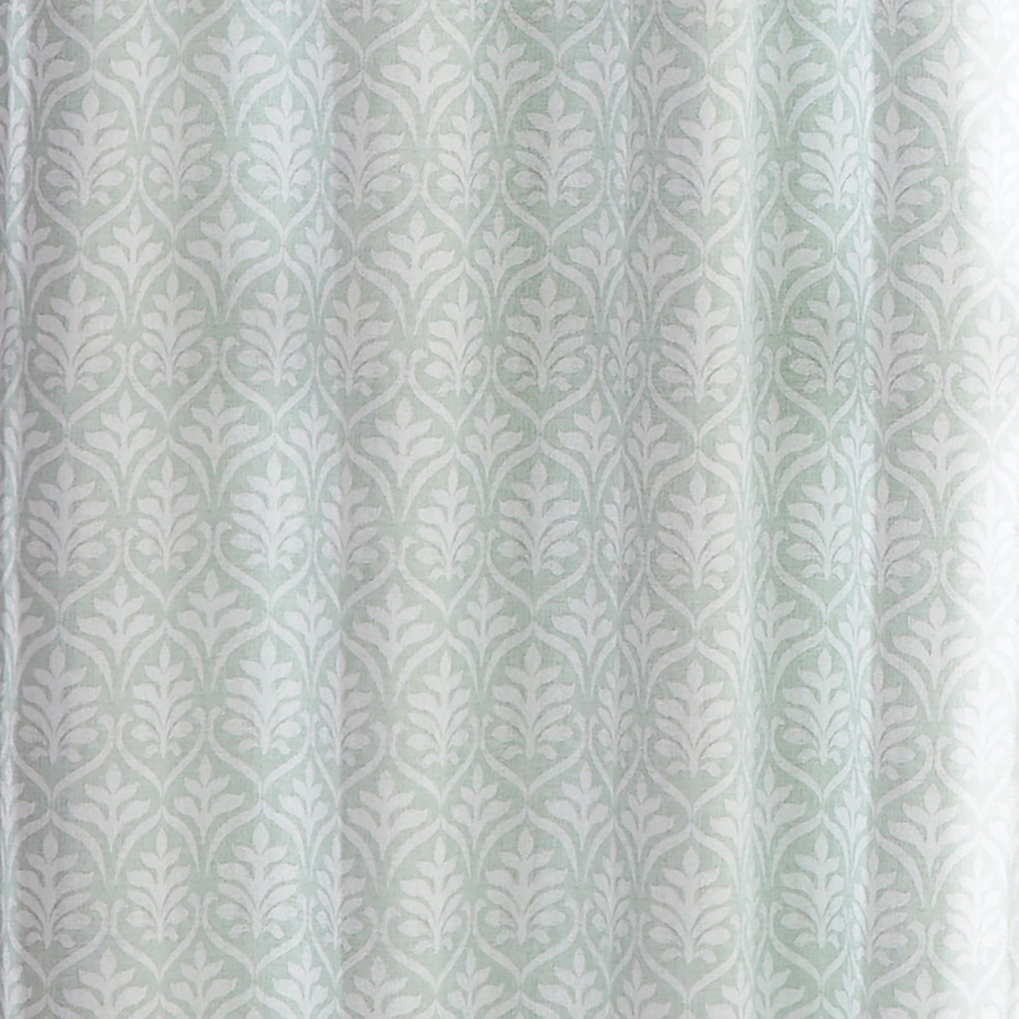 Mainstays 3 Piece Printed Tiers and Valance Set - Green Leaf, Seafoam, Recycled Polyester, BCI Cotton, 56"W x 14"L, Indoor Curtain, Adult
