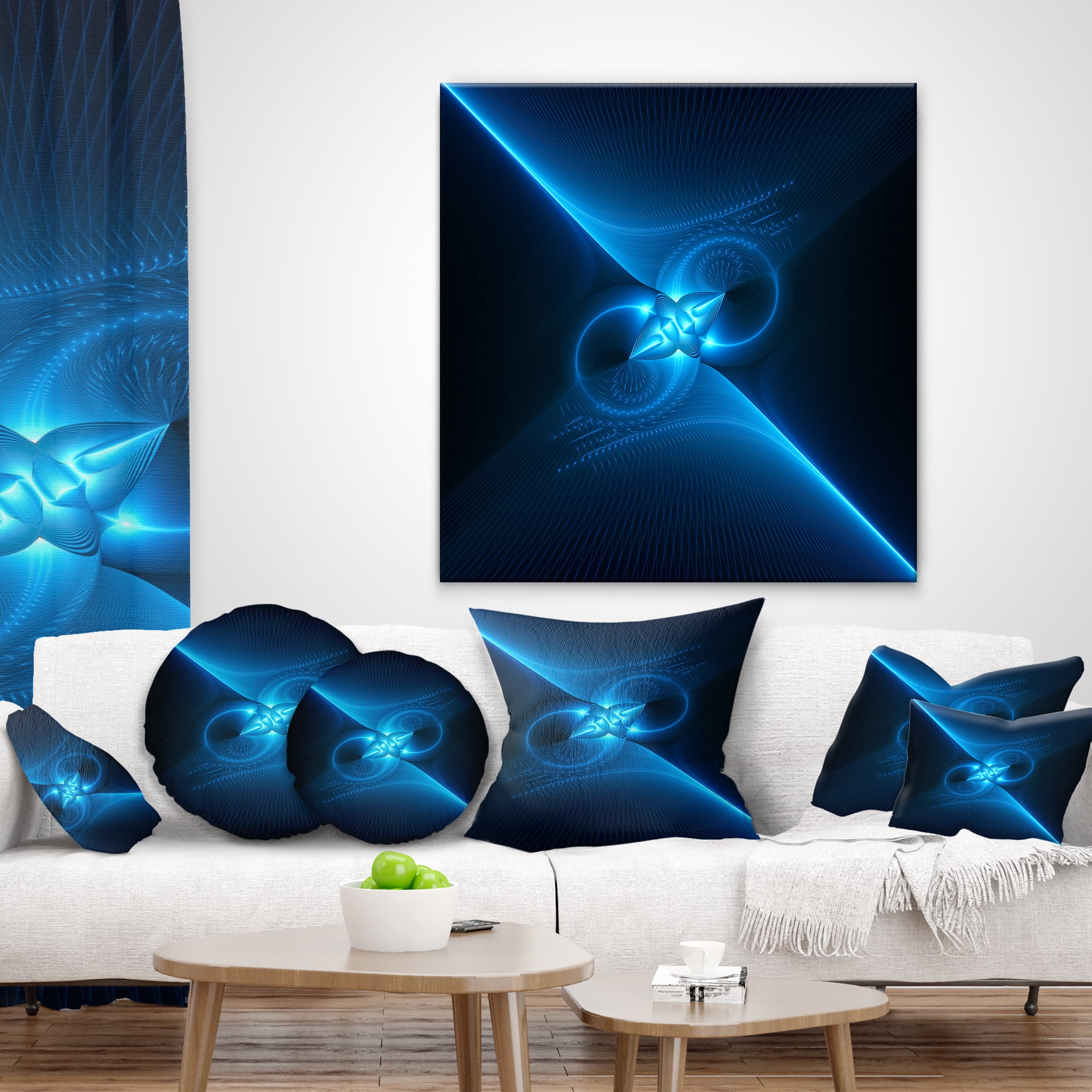 Designart 18" x 18" Blue Polyester Throw Pillow
