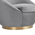 thumbnail image 5 of Armen Living Yves Gray Velvet Swivel Accent Chair with Gold Base, 5 of 7