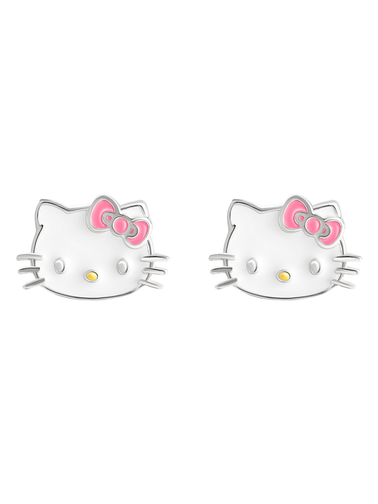 Hello Kitty Sterling Silver Earrings with Ceramic Jewelry Tray Gift Set
