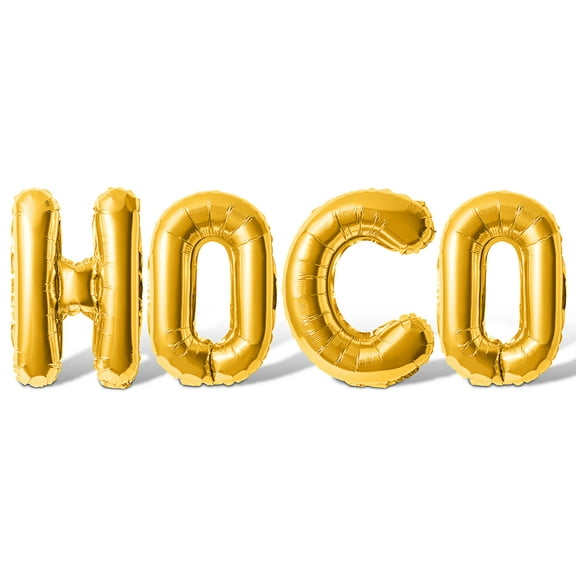Letter Balloons - HOCO 16" Inch Alphabet Letters Foil Mylar Balloon Homecoming Party Banner (Gold)