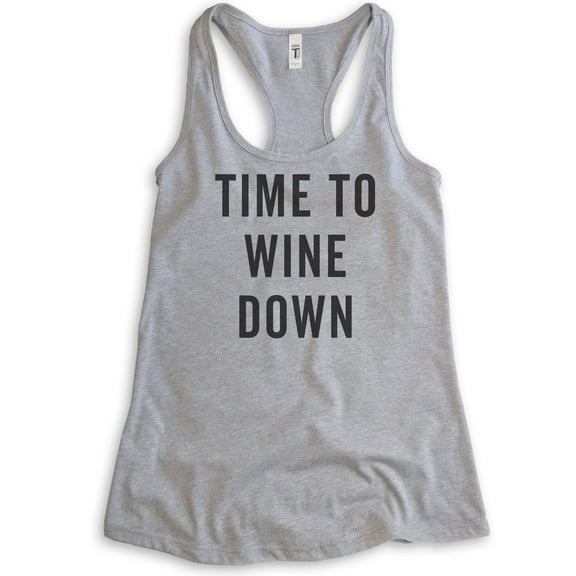 Time To Wine Down Tank Top, Ladies Racerback Tank Top, Wine Tank, Wine Mom Tank, Wine Party Tank, Heather Gray, Small