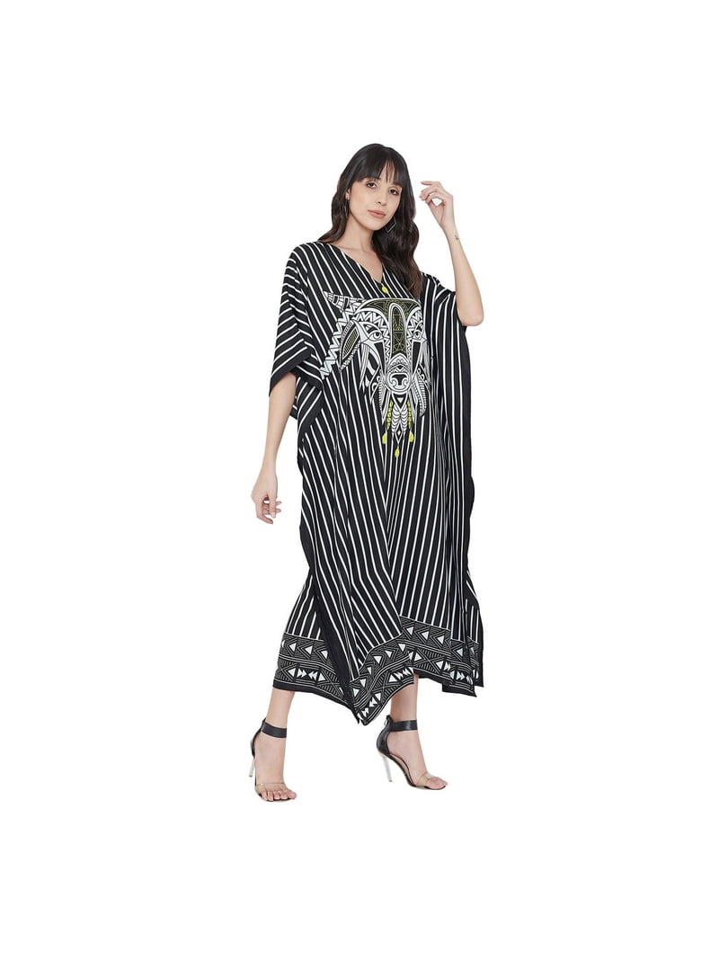 Oussum Women Plus Size Kaftan Maxi Dress, Kimono Sleeve, Casual Party Wear,  100% Polyester - Walmart.com