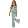 thumbnail image 5 of Enyan Girls Clothes Short Sleeve Graphic Tee and Cargo Pants Set Summer Casual 2-Piece Outfit,7-8 Years, 5 of 7