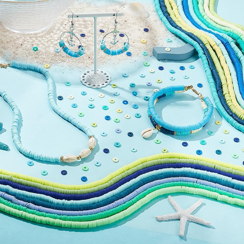 17000pcs 25 Colors Polymer Clay Beads 6mm Heishi Clay Beads Flat Round Beads Vinyl Disc Beads Spacer Beads for Jewelry Making Bracelet Necklace Earrings Crafts Summer Surfer 2mm HoleMixed Color