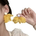 thumbnail image 6 of Women Mesh Petal Drop Earrings Handmade Large Chiffon Floral Dangle Earrings Vintage Stud Earrings for Vacation Wedding, 6 of 8