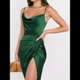thumbnail image 4 of Falda Irregular Midi para Mujer - Vestido de Verano de Color Liso Verde L, 4 of 8