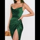 thumbnail image 4 of Falda Irregular Midi para Mujer - Vestido de Verano de Color Liso Verde L, 4 of 8