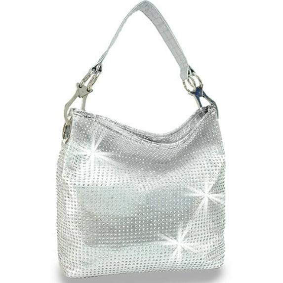Zzfab All Sparkle Purse Rhinestone Handbags Bling Hobo Bag Silver