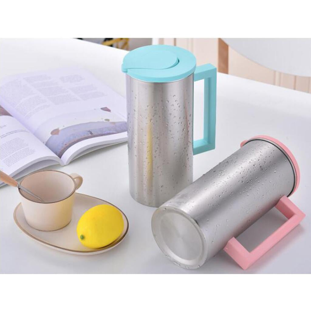 Fiocias 2 Pcs Stainless Steel 1.8L Water Pitcher Green Jar Kitchen