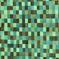 thumbnail image 1 of Ahgly Company Indoor Square Checkered Turquoise Blue Modern Area Rugs, 3' Square, 1 of 4