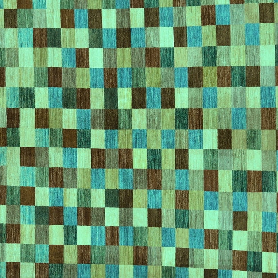 Ahgly Company Indoor Square Checkered Turquoise Blue Modern Area Rugs, 3' Square