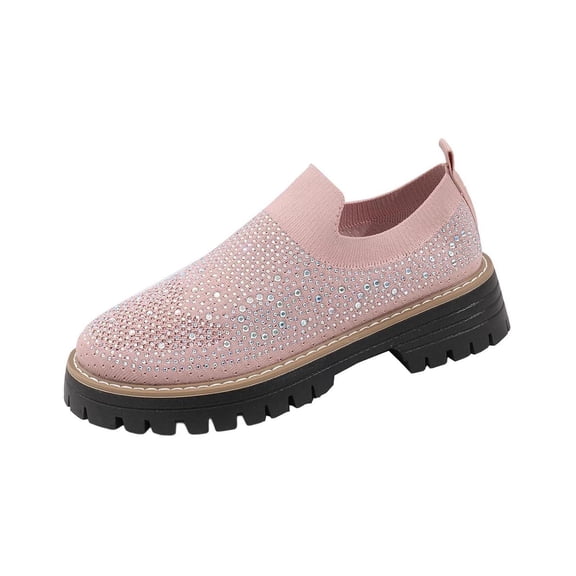 DeHolifer Sneakers for Women Rhinestone Mesh Slip-On Walking Shoes Fashion Breathable Spakle Glitter Sneaker