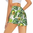 thumbnail image 3 of Vsdgher Green Tropical Print Women's Running Double Layer Shorts High Waisted with Pockets Elastic Yoga Workout Athletic Gym Sports, 3 of 8