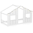 thumbnail image 1 of Costway Twin Size House Floor Bed with LED Lights Solid Wood Bed Frame without Slats White, 1 of 10