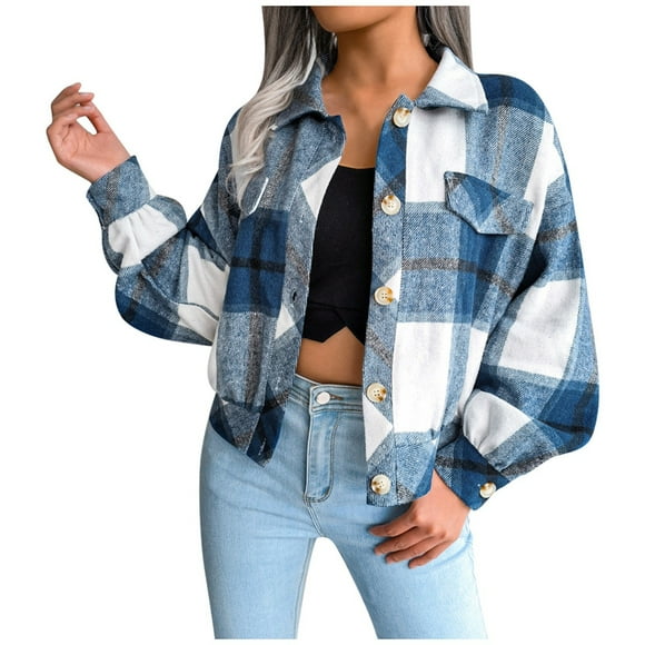 TJAZFJPA Shearling Jacket Women Ladies Casual Plaid Wool Coat Jacket Winter Sleeve Long Sleeve Outerwear Womens Winter Coat Quilted Jackets for Women