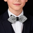 thumbnail image 2 of QASIEATN Boys' Daily Clothing Essentials Elegant Diamond Encrusted Leather Bow Ties for Boys 5-10 Formal Hosting Dress Accessories, 2 of 5