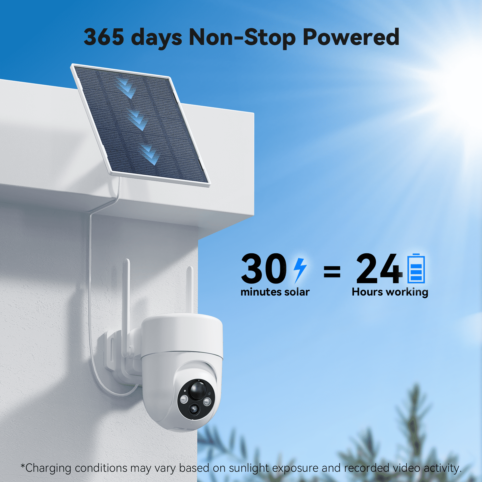 Liwan Solar Security Camera Wireless Outdoor, 2K WiFi Camera with 360° Coverage, Color Night Vision, Motion Alerts, Two-Way Audio & IP65 Weatherproof