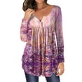 thumbnail image 1 of Fvwitlyh T-Shirts Femmes Élégant Col Roulé Froncé Volant Garniture Manches Longues Blouse Chemise Haut Rose Vif,G, 1 of 5