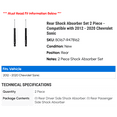 thumbnail image 2 of Rear Shock Absorber Set 2 Piece - Compatible with 2012 - 2020 Chevy Sonic 2013 2014 2015 2016 2017 2018 2019, 2 of 2