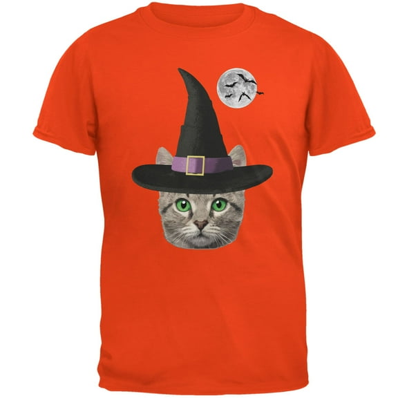 Old Glory Mens Halloween Funny Cat Witch Short Sleeve Graphic T Shirt